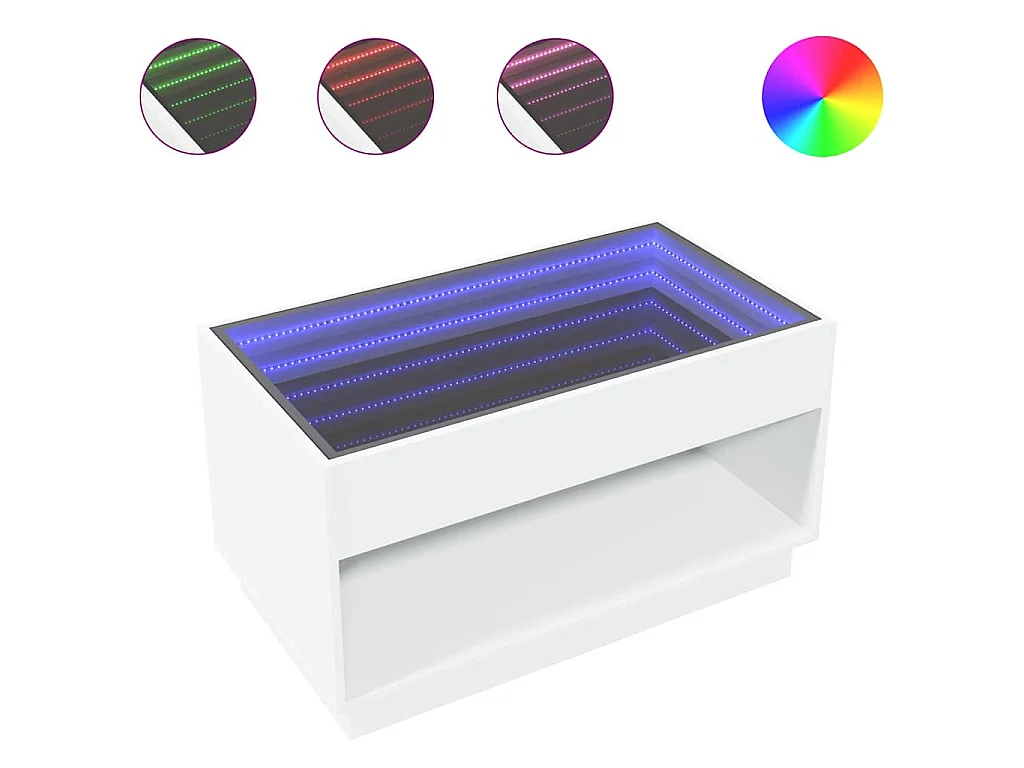 Couchtisch mit Infinity-LED Weiß 90x50x50 cm