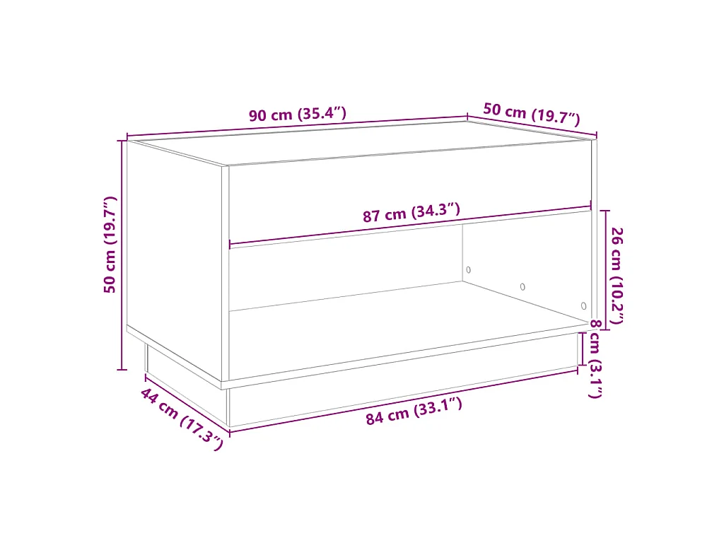 Couchtisch mit Infinity-LED Weiß 90x50x50 cm