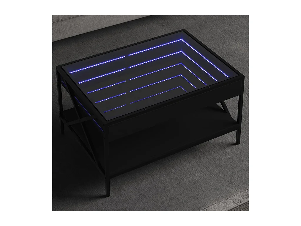 Table basse avec LED infini noir 70x50x38 cm