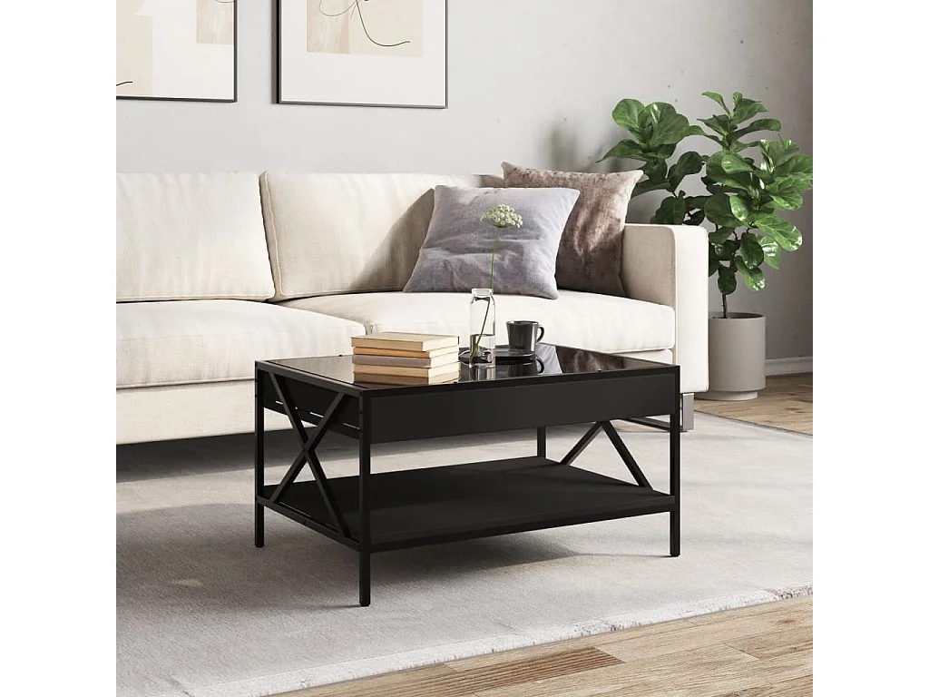 Tavolino da Salotto con LED Infinity Nero 70x50x38 cm