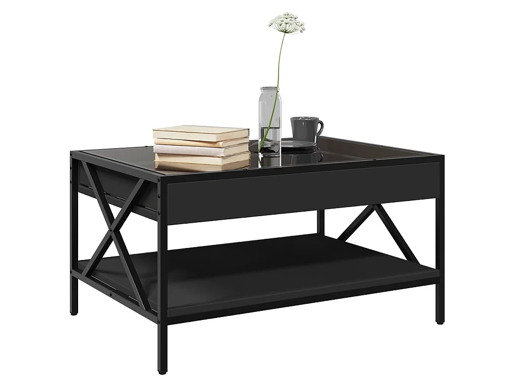 Tavolino da Salotto con LED Infinity Nero 70x50x38 cm