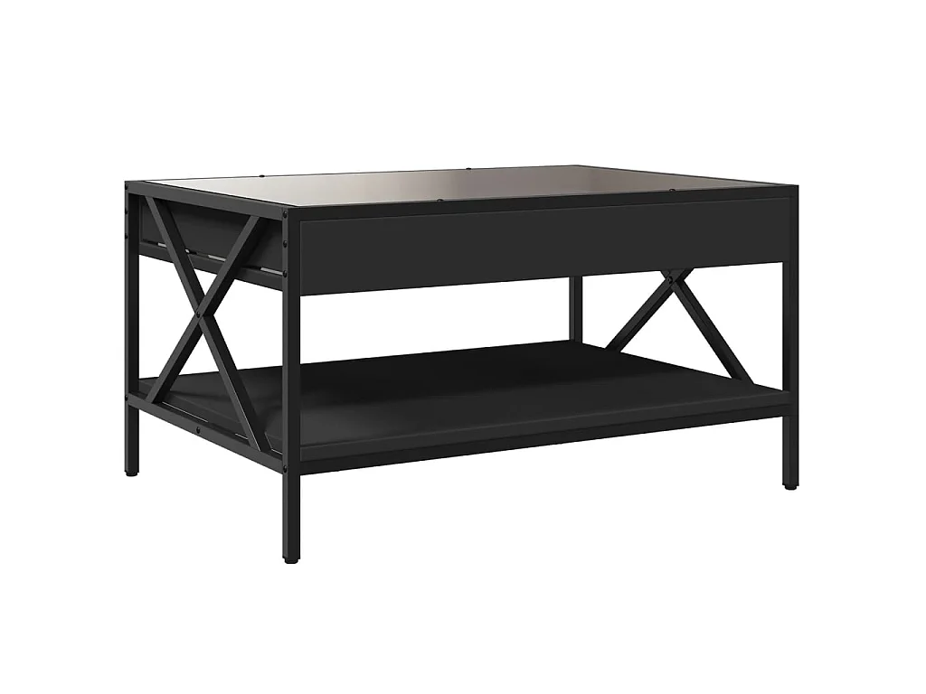 Tavolino da Salotto con LED Infinity Nero 70x50x38 cm