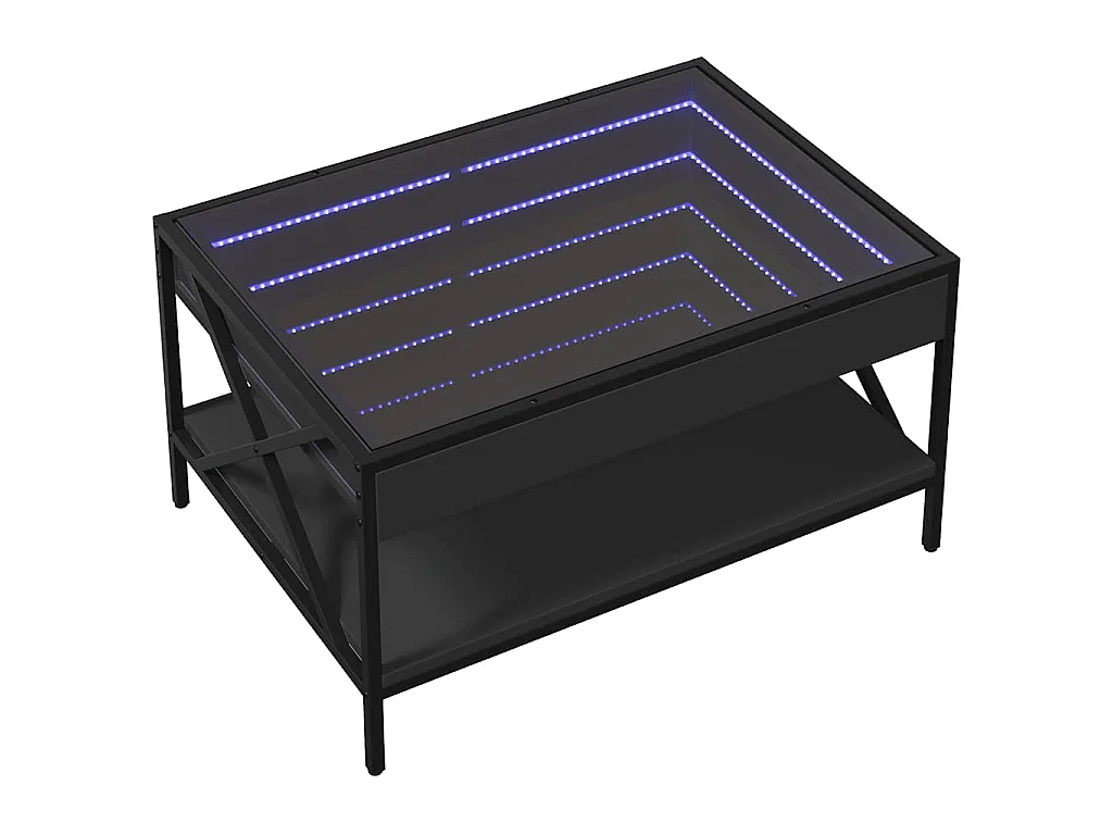 Table basse avec LED infini noir 70x50x38 cm
