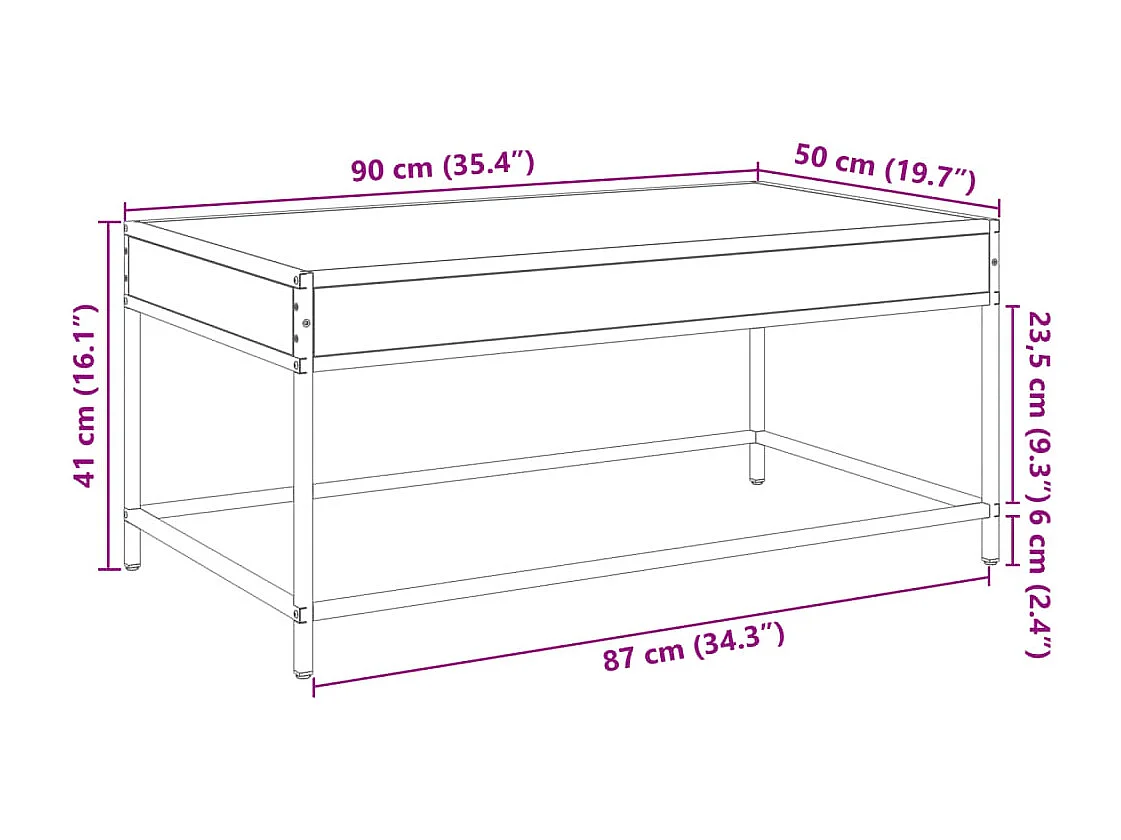Table basse avec LED infini noir 90x50x41 cm