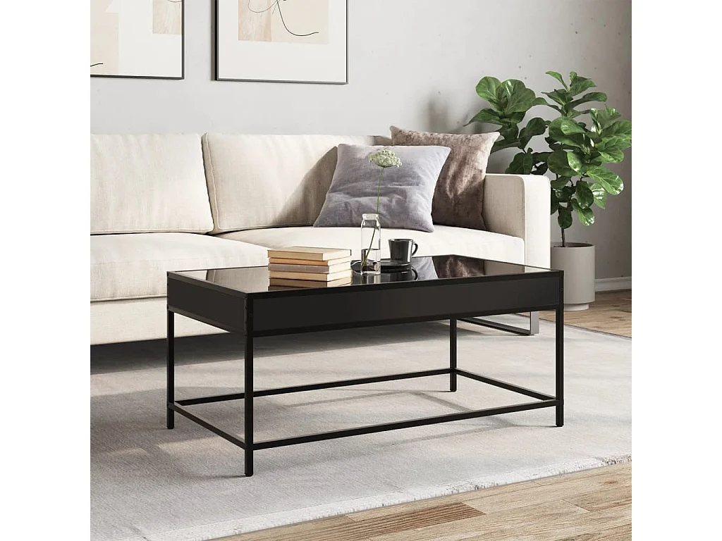 Table basse avec LED infini noir 90x50x41 cm