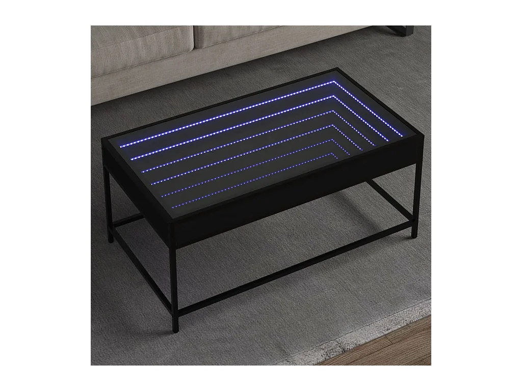 Couchtisch mit Infinity-LED Schwarz 90x50x41 cm