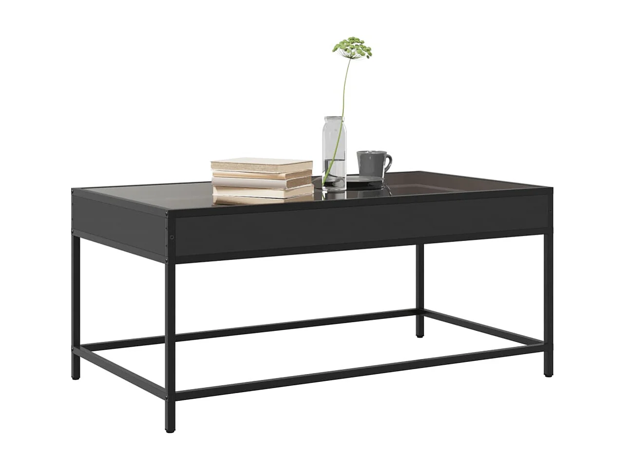 Table basse avec LED infini noir 90x50x41 cm