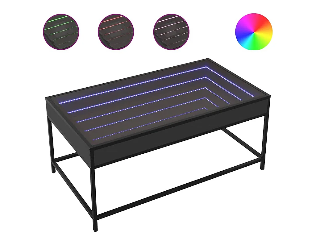Couchtisch mit Infinity-LED Schwarz 90x50x41 cm