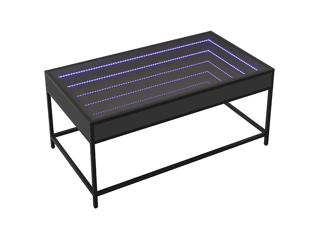 Table basse avec LED infini noir 90x50x41 cm