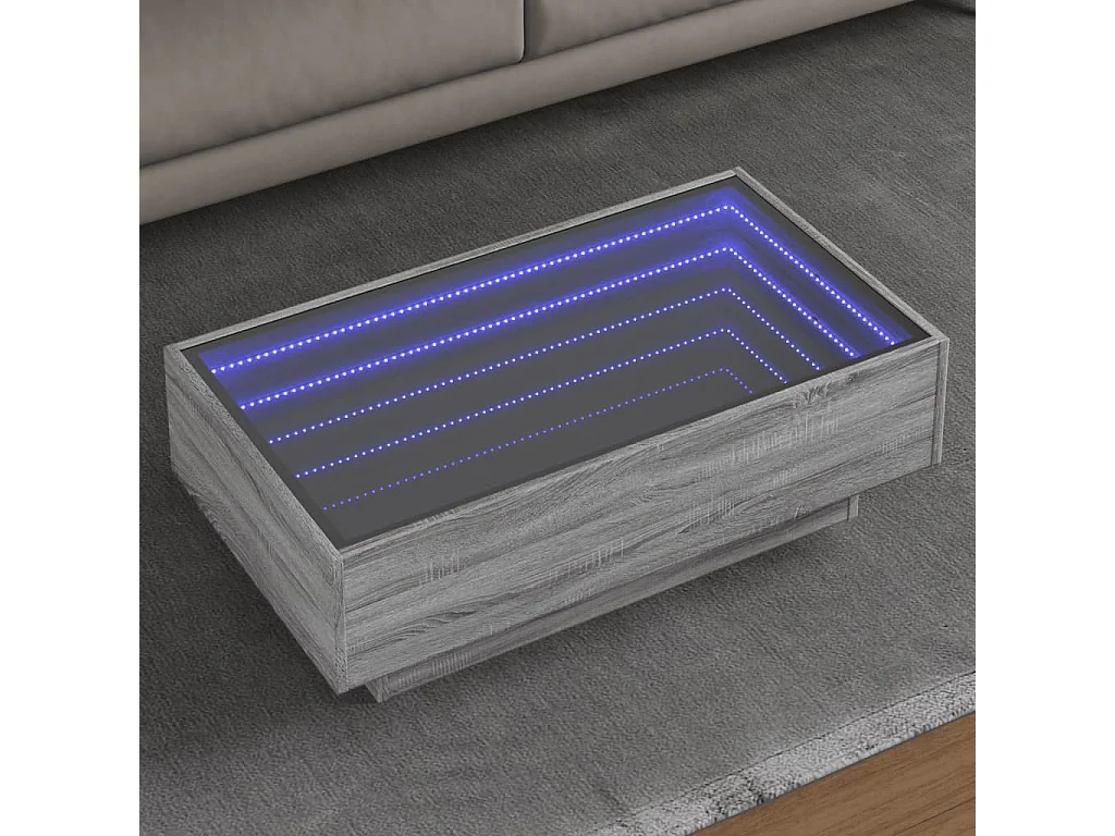 Table basse avec LED sonoma gris 90x50x30 cm bois d'ingénierie
