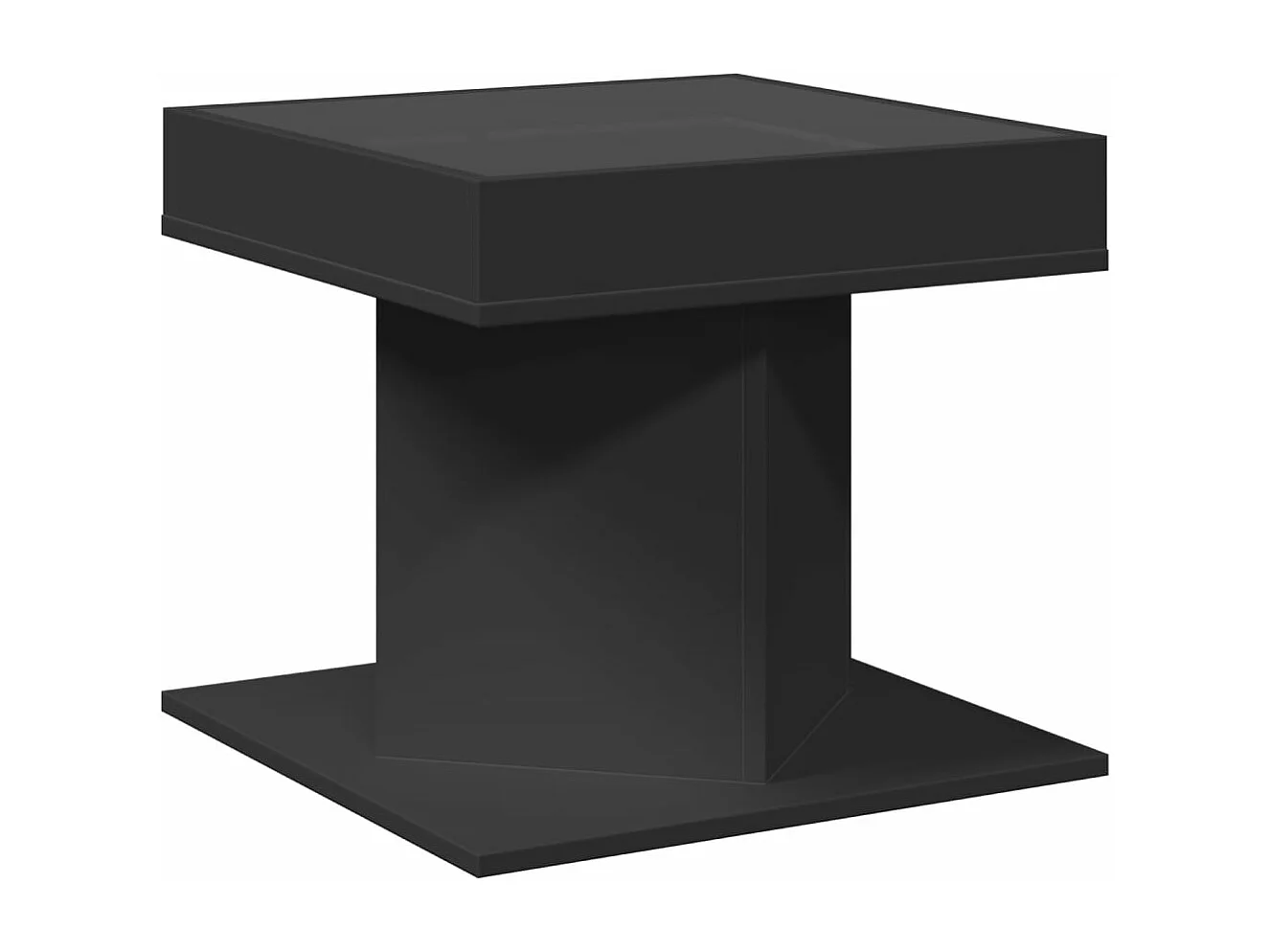 Table basse avec LED noir 50x50x45 cm bois d'ingénierie