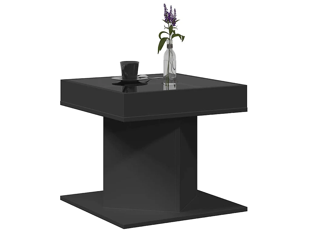 Table basse avec LED noir 50x50x45 cm bois d'ingénierie