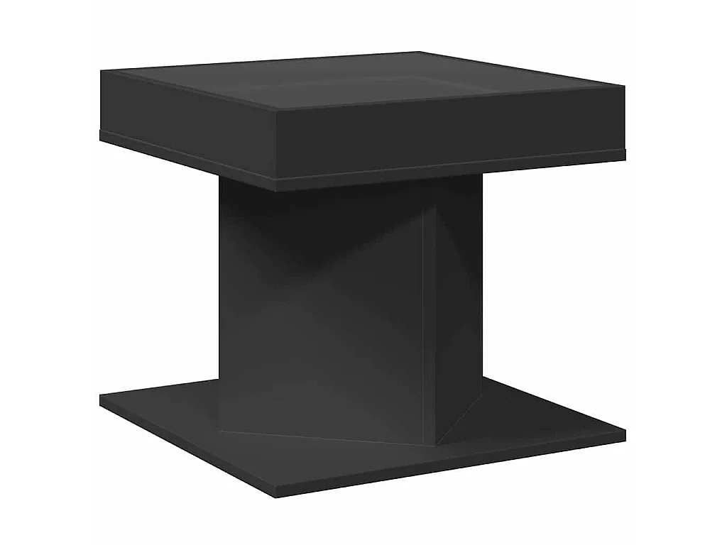 Table basse avec LED noir 50x50x45 cm bois d'ingénierie