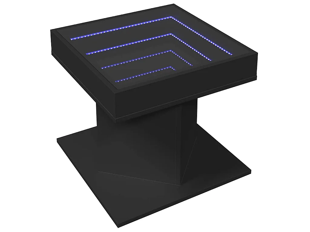 Mesa de centro con luz LED madera ingeniería negra 50x50x45 cm
