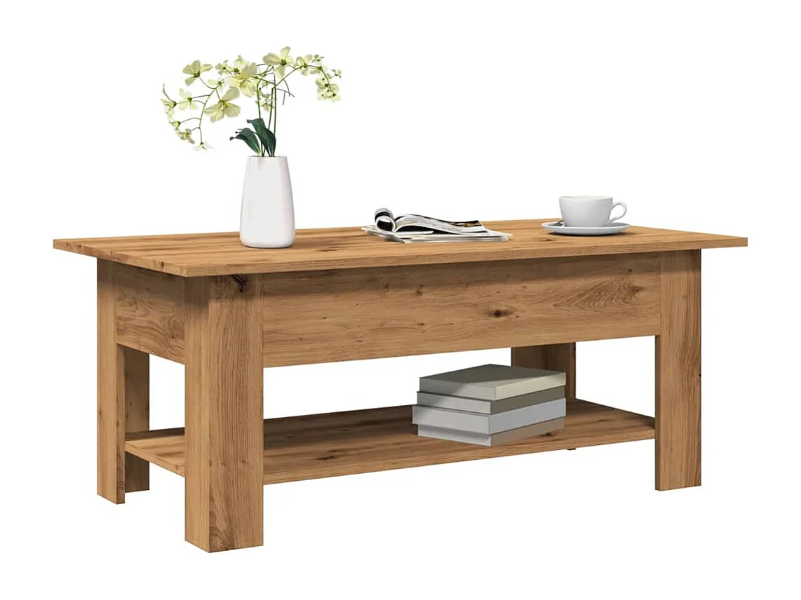 Salontafel 102x55x42 cm bewerkt hout artisanaal eikenkleur