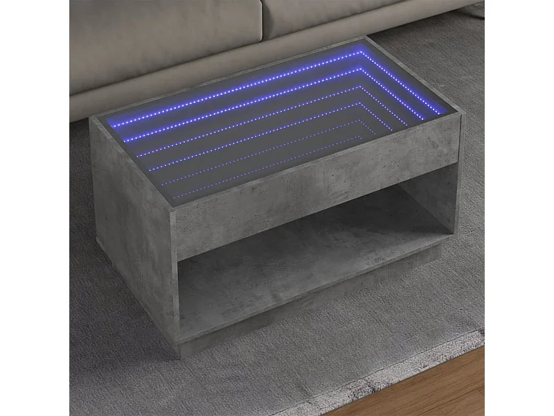 Mesa de centro con Infinity LED gris hormigón 90x50x50 cm