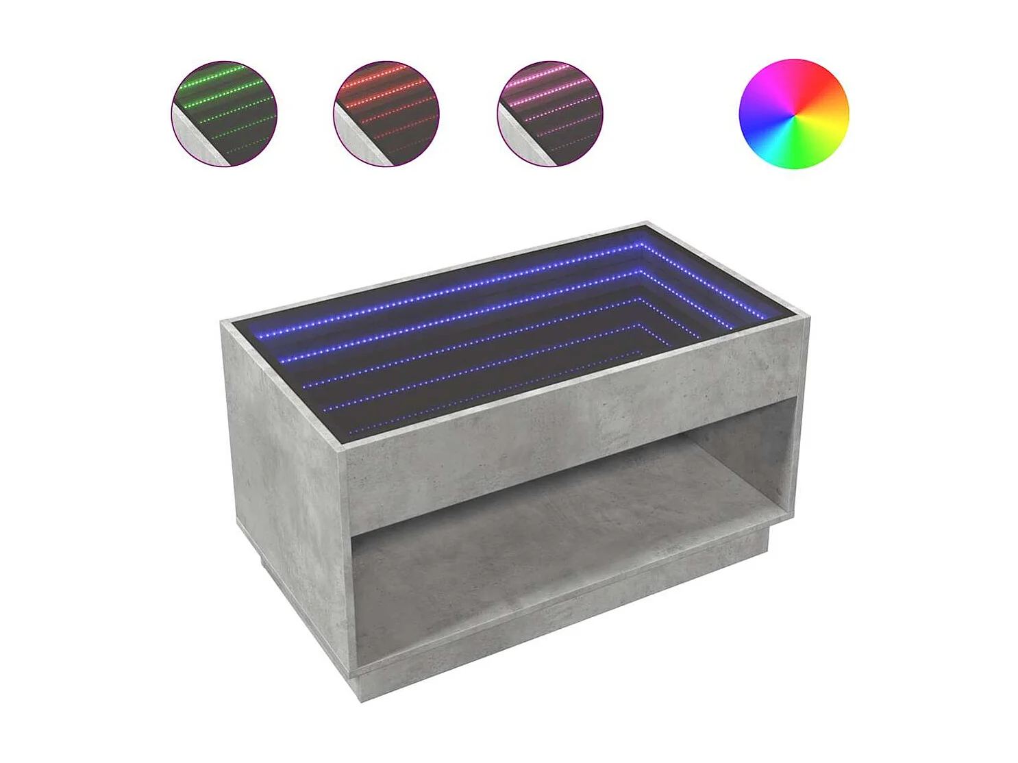 Couchtisch mit Infinity-LED Betongrau 90x50x50 cm