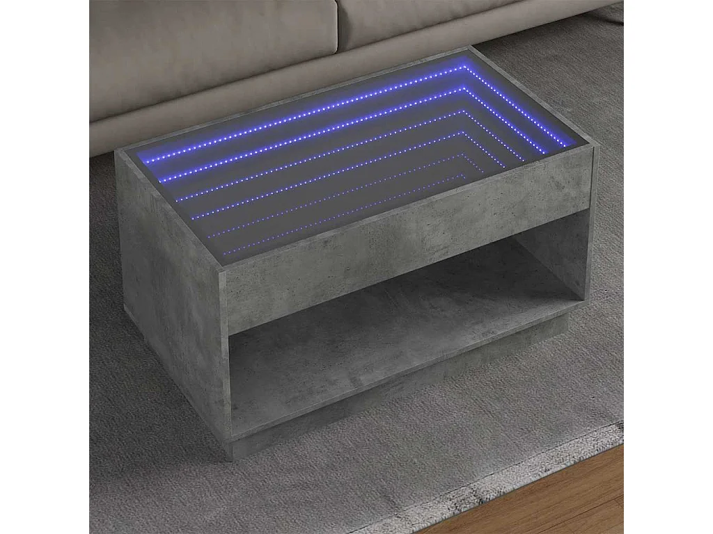 Couchtisch mit Infinity-LED Betongrau 90x50x50 cm