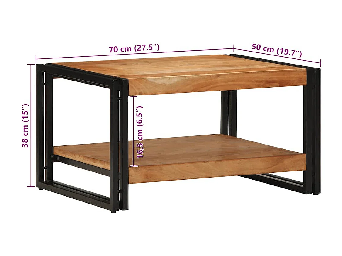 Table basse 70x50x38 cm bois massif acacia