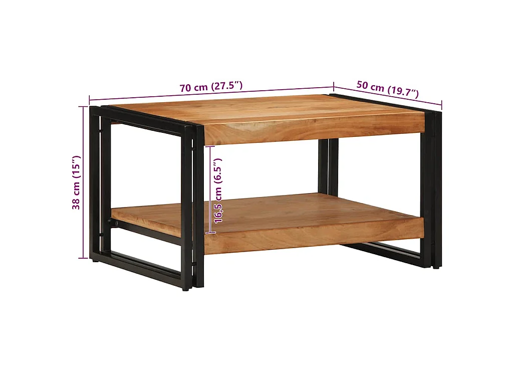 Table basse 70x50x38 cm bois massif acacia