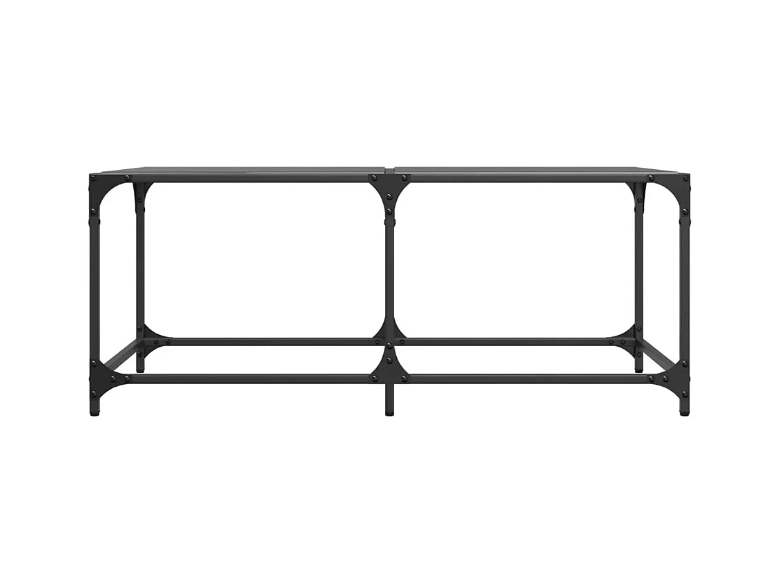 Table basse avec dessus en verre noir 98,5x50x40 cm acier