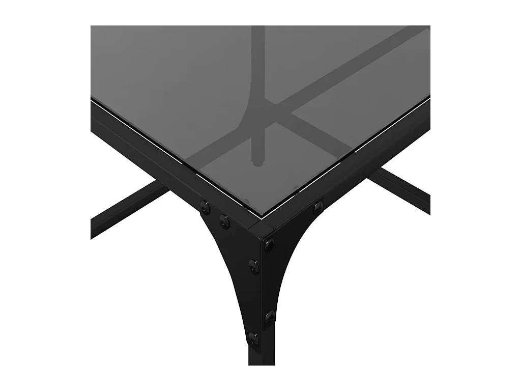 Table basse avec dessus en verre noir 98,5x50x40 cm acier