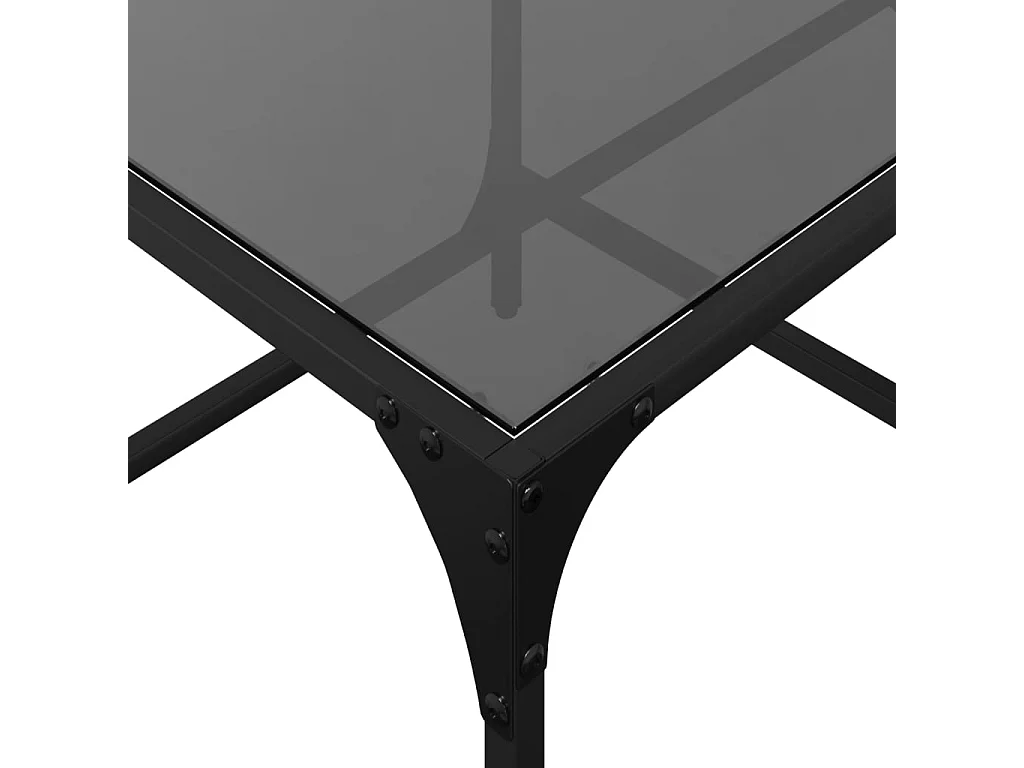 Table basse avec dessus en verre noir 98,5x50x40 cm acier