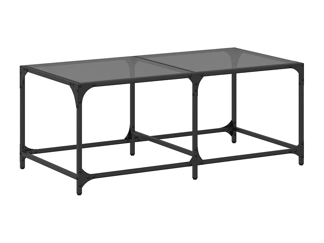 Couchtisch mit Glasplatte Schwarz 98,5x50x40 cm Stahl