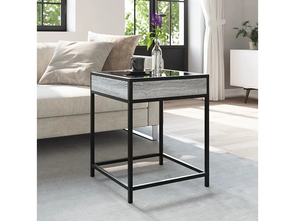 Salontafel met Infinity LED 40x40x51 cm grijs sonoma eikenkleur