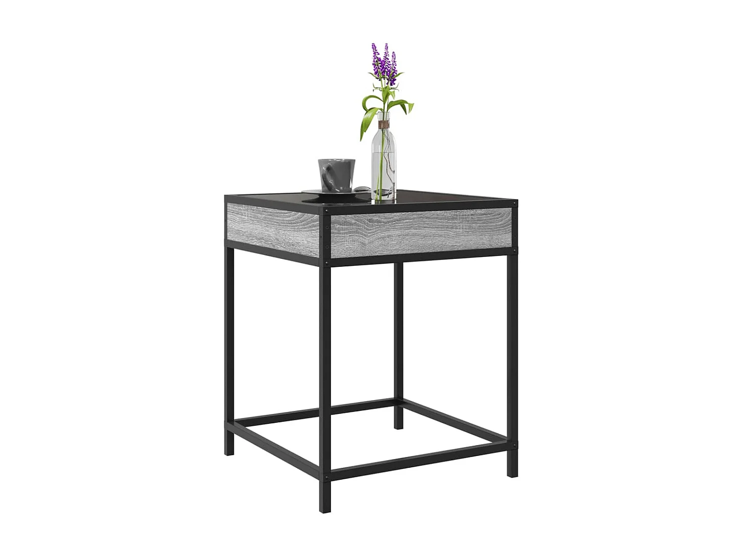 Salontafel met Infinity LED 40x40x51 cm grijs sonoma eikenkleur