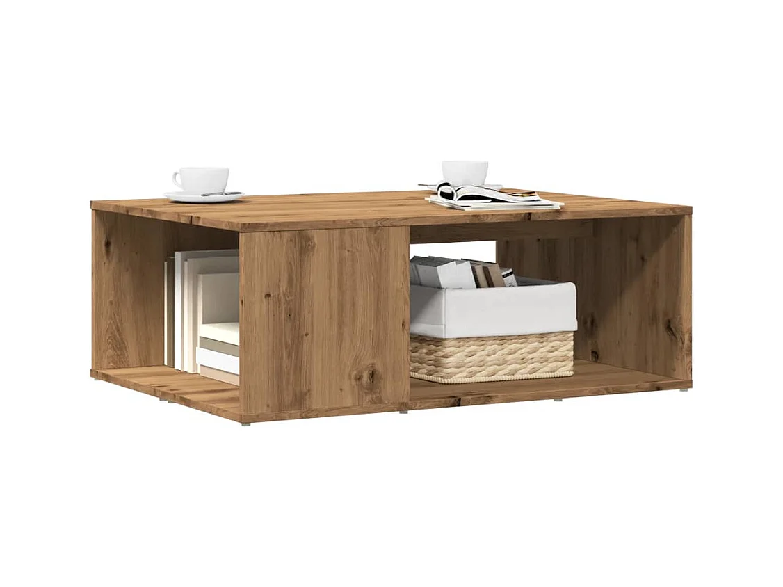 Table basse chêne artisanal 90x67x33 cm bois d'ingénierie