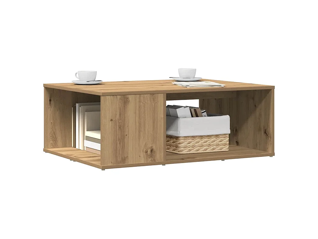 Table basse chêne artisanal 90x67x33 cm bois d'ingénierie