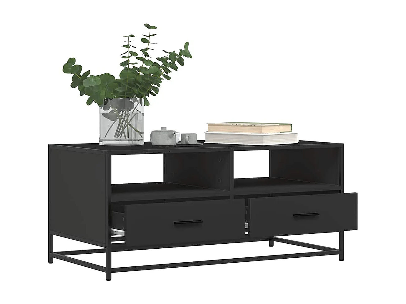Couchtisch Schwarz 100x50x45 cm Holzwerkstoff und Metall