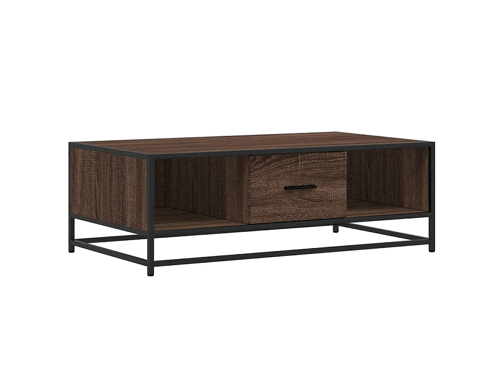 Tavolino Rovere Marrone 100x57x35 cm Legno Multistrato Metallo