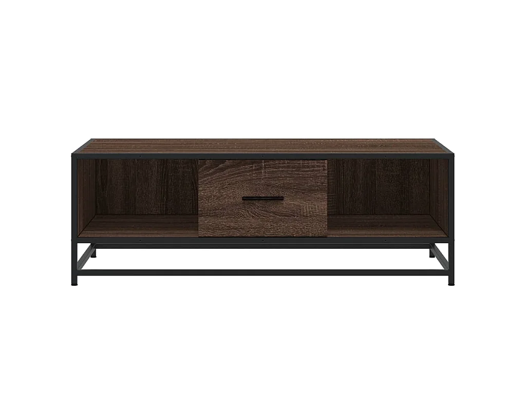 Tavolino Rovere Marrone 100x57x35 cm Legno Multistrato Metallo