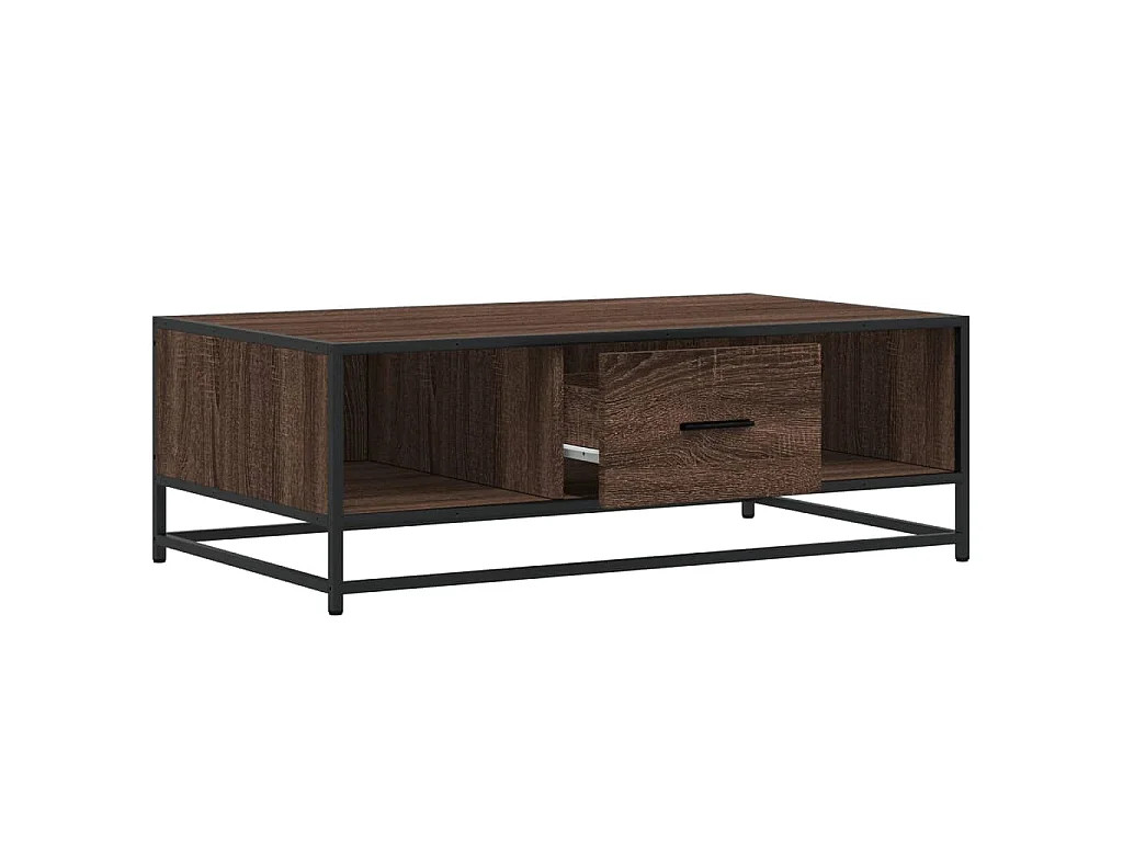 Tavolino Rovere Marrone 100x57x35 cm Legno Multistrato Metallo