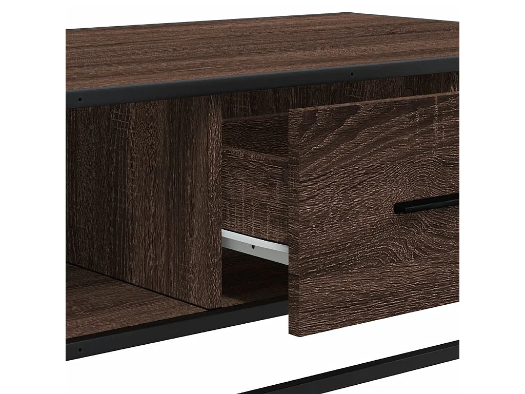 Tavolino Rovere Marrone 100x57x35 cm Legno Multistrato Metallo