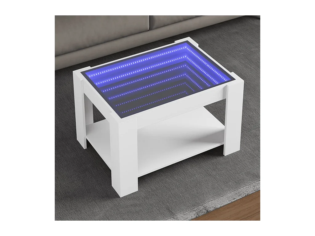 Table basse avec LED blanc 73x53x45 cm bois d'ingénierie