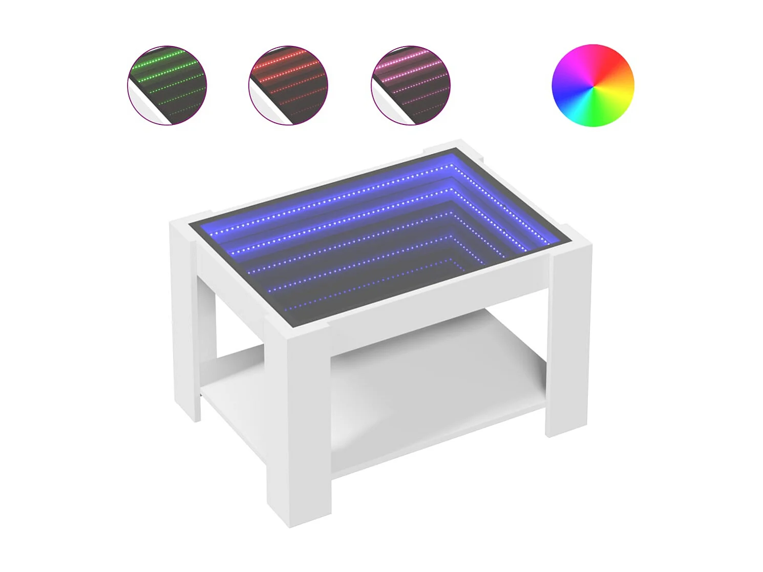 Table basse avec LED blanc 73x53x45 cm bois d'ingénierie