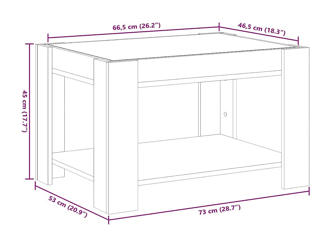 Tavolino Salotto con LED Bianco 73x53x45 cm Legno Multistrato