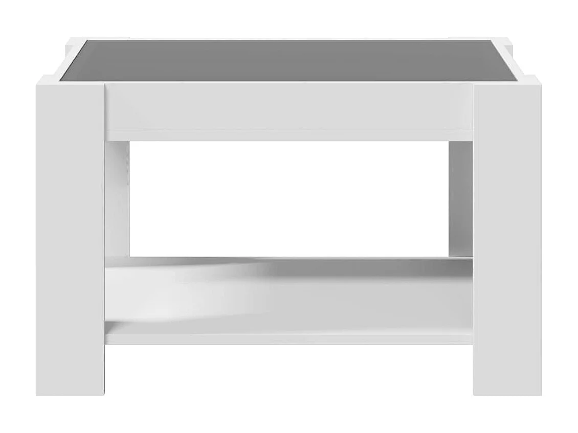Tavolino Salotto con LED Bianco 73x53x45 cm Legno Multistrato