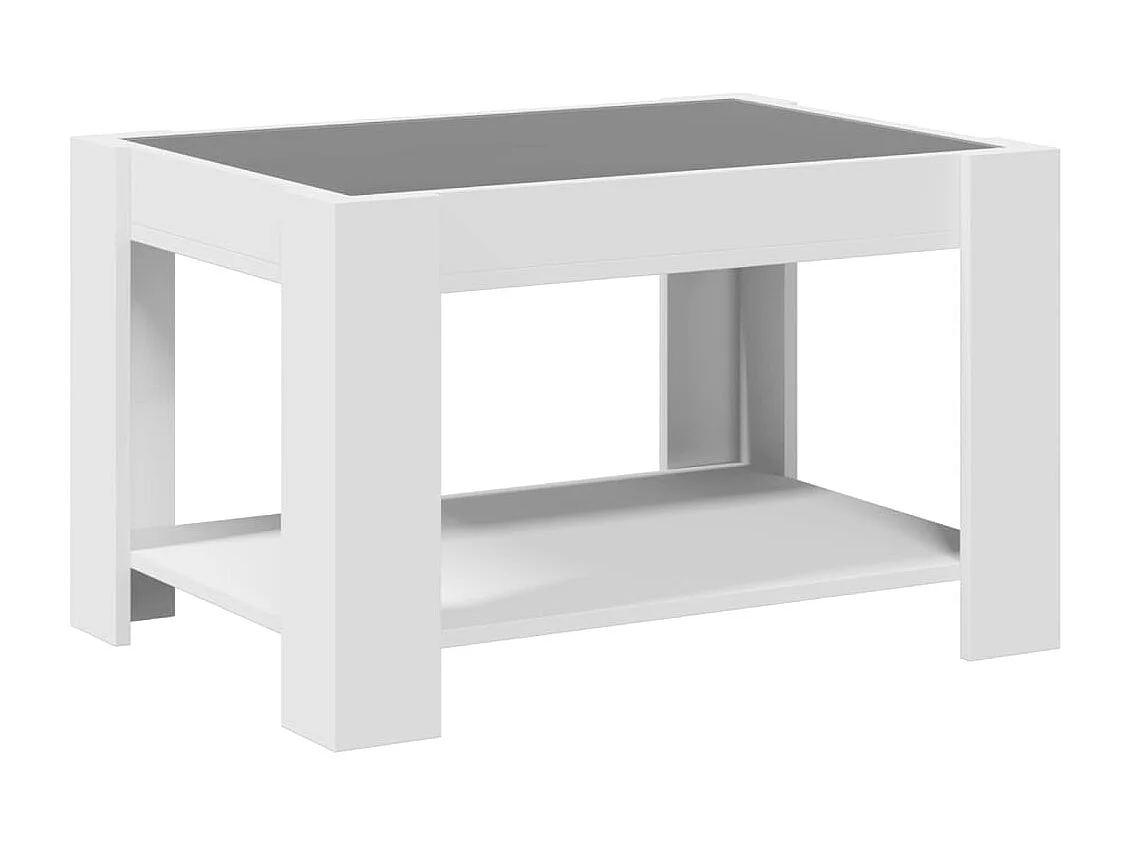 Tavolino Salotto con LED Bianco 73x53x45 cm Legno Multistrato