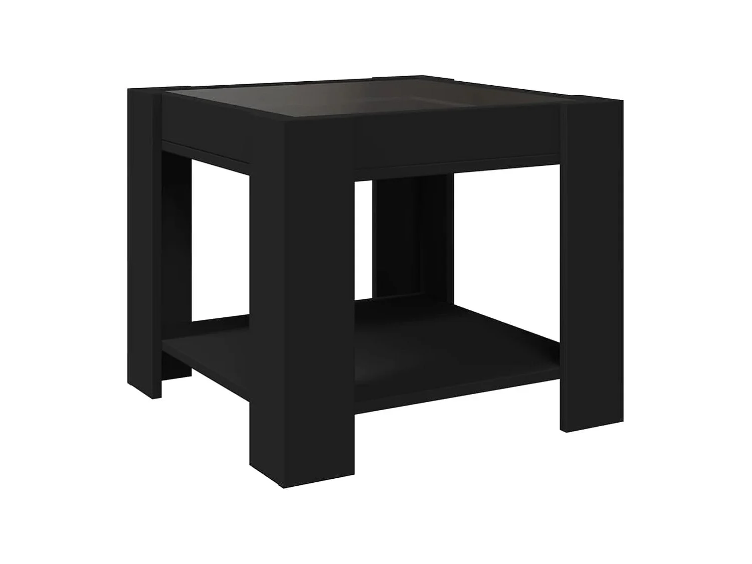 Mesa de centro con LED madera de ingeniería negro 53x53x45 cm