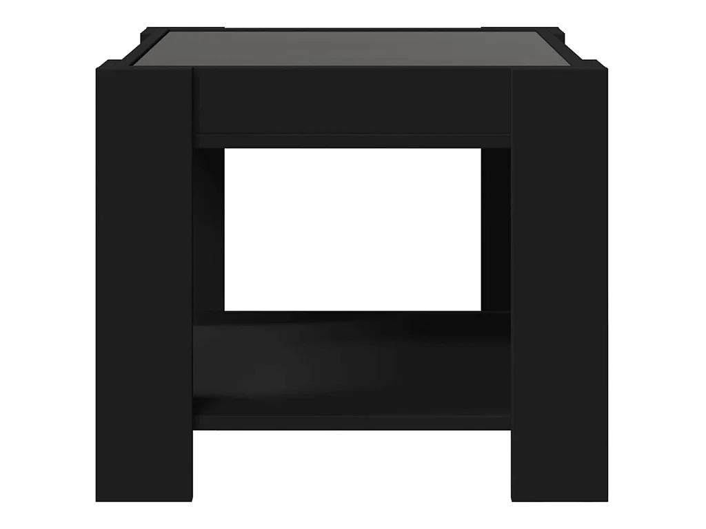 Salontafel met LED 53x53x45 cm bewerkt hout zwart