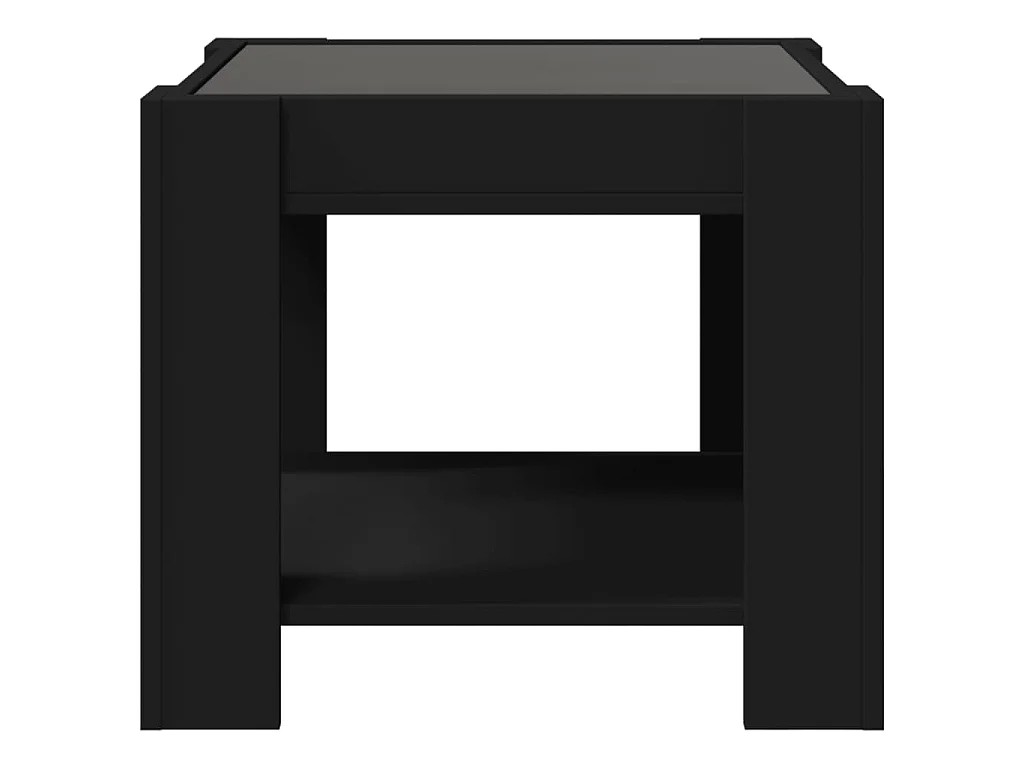 Salontafel met LED 53x53x45 cm bewerkt hout zwart