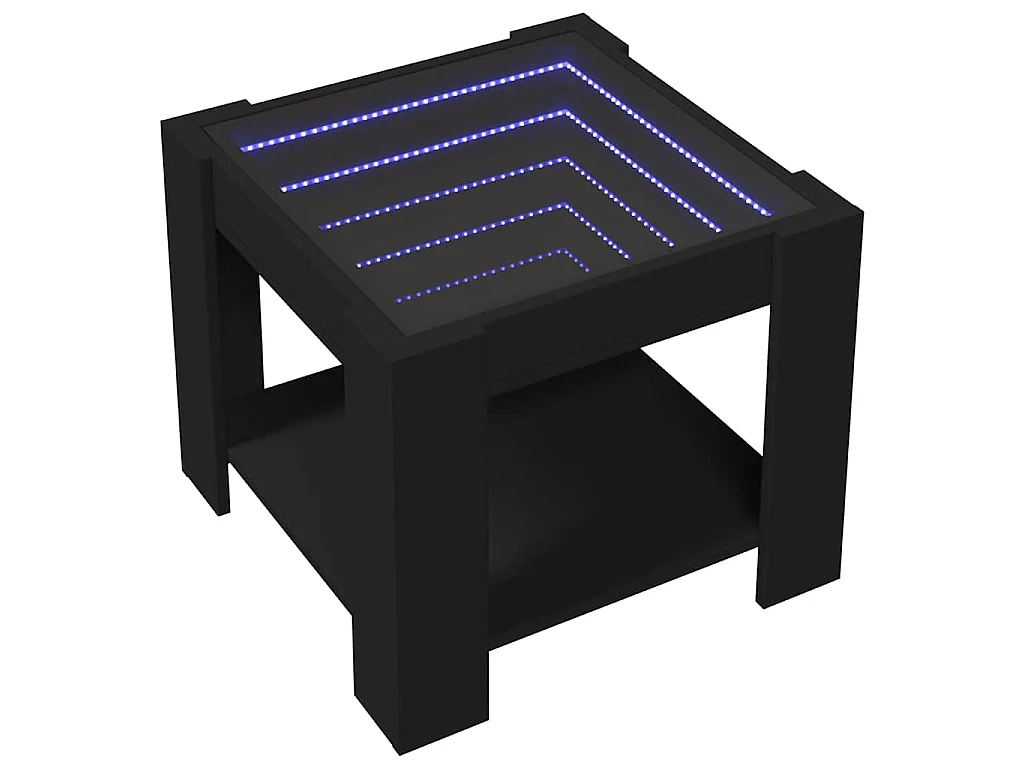 Mesa de centro con LED madera de ingeniería negro 53x53x45 cm