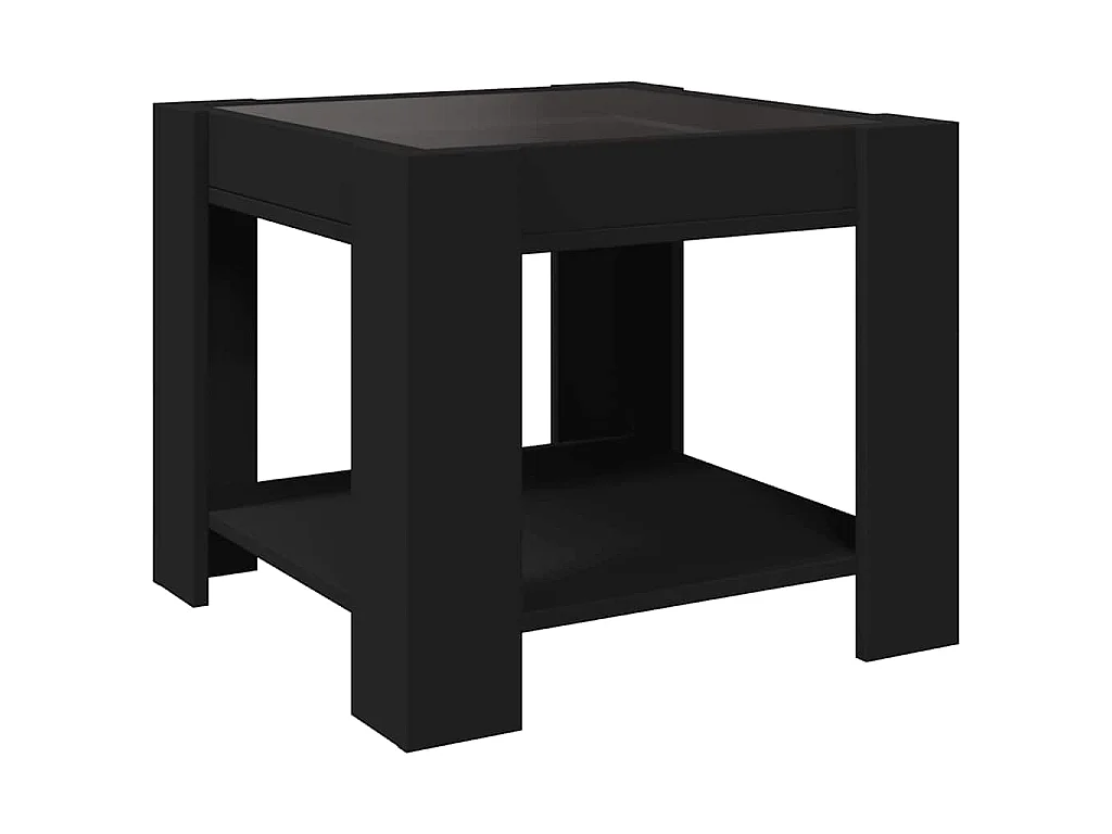 Mesa de centro con LED madera de ingeniería negro 53x53x45 cm