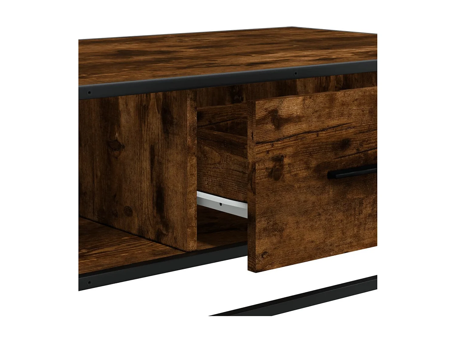 Table basse chêne fumé 100x57x35 cm bois d'ingénierie et métal