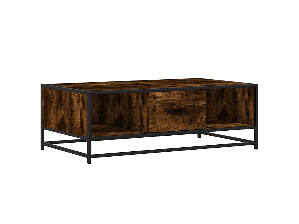 Table basse chêne fumé 100x57x35 cm bois d'ingénierie et métal