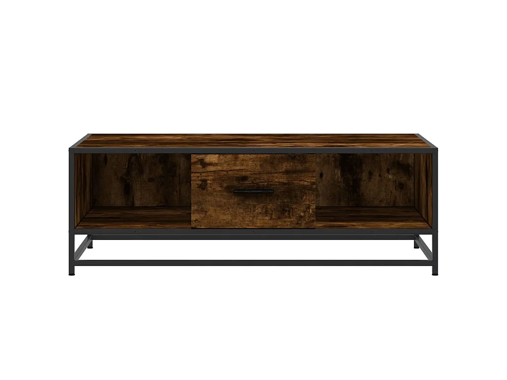Table basse chêne fumé 100x57x35 cm bois d'ingénierie et métal